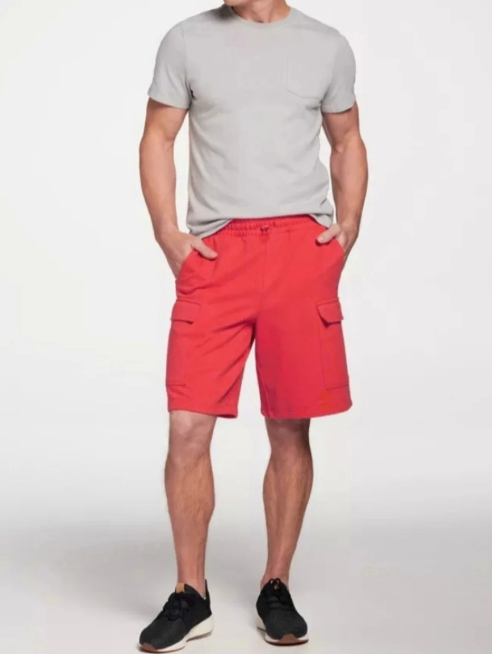 DSG Cargo Terry Shorts Mens Size 2XL Red Relaxed Fit Athletic